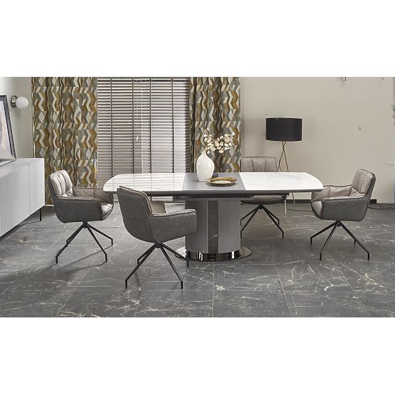 DANCAN Extendable Table, White Marble / Gray / Light Gray / Black (3p=1pc)