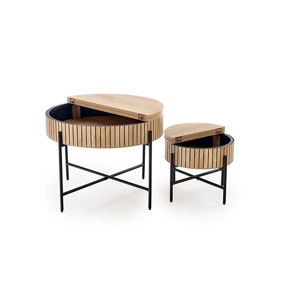 DANTE set of 2 benches, natural/black (1p=1set)