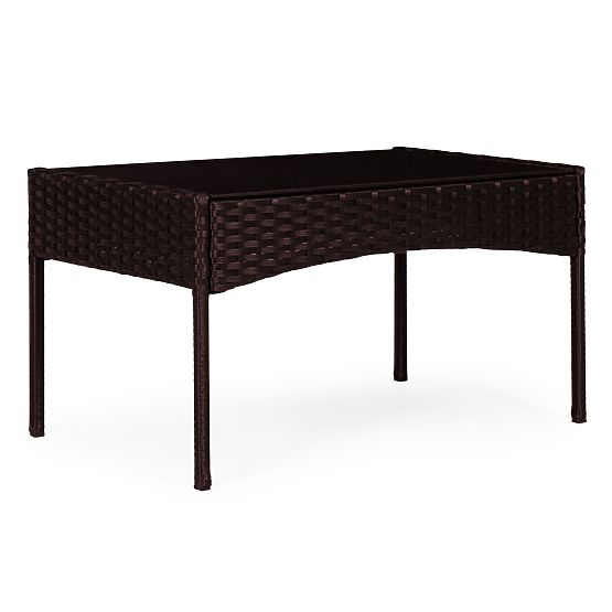 Dark Brown MultiGarden Rattan Garden Furniture Set with Bench, Table, and Chairs