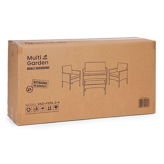 Dark Brown MultiGarden Rattan Garden Furniture Set with Bench, Table, and Chairs