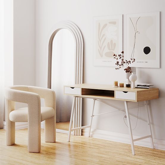 Decorative Hanging Mirror Giovanni 170x80 cm, White, Rounded