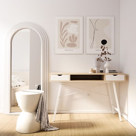 Decorative Hanging Mirror Giovanni 170x80 cm, White, Rounded