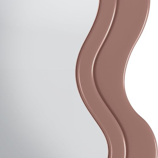 Decorative Hanging Mirror in Wooden Frame Vale 177x75 cm, Wavy, Organic Shape, Mocha Mo