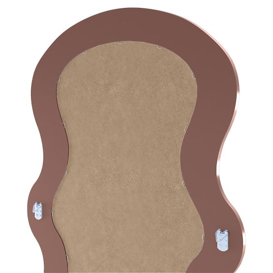 Decorative Hanging Mirror in Wooden Frame Vale 177x75 cm, Wavy, Organic Shape, Mocha Mo