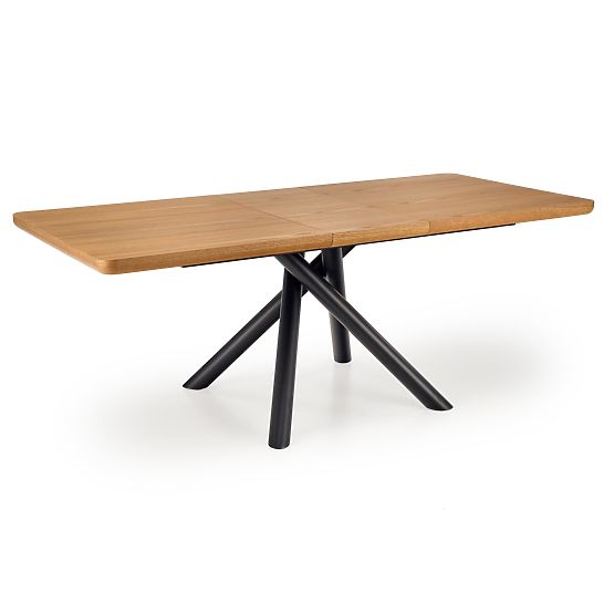DERRICK extendable table natural oak / black (2p=1pc)