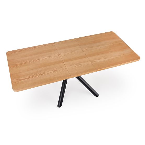 DERRICK extendable table natural oak / black (2p=1pc)