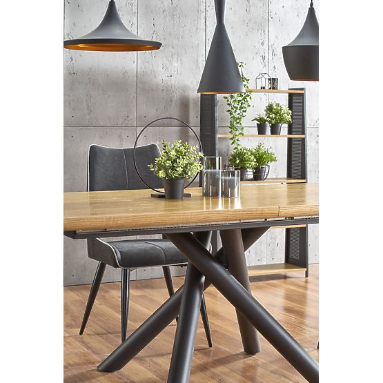 DERRICK extendable table natural oak / black (2p=1pc)
