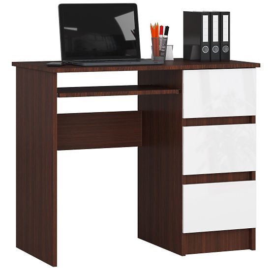 DESK A-6 CLP WENGE - WHITE RIGHT-SIDED