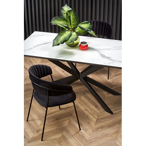 DIESEL extendable table top - white marble / dark gray, legs - black (2p=1pc)