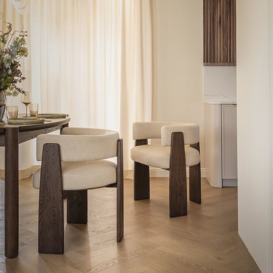 Dining Chair Bruna, Beige, Mocha Oak