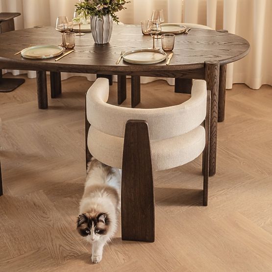 Dining Chair Bruna, Beige, Mocha Oak