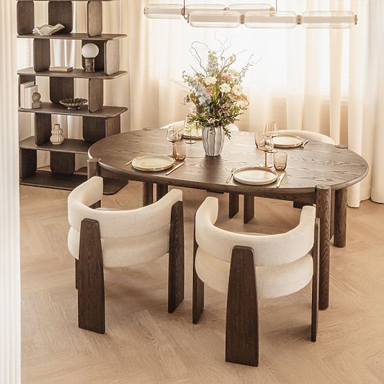 Dining Chair Bruna, Beige, Mocha Oak