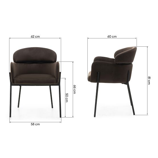 Dining Chair Granda, Chocolate/Espresso, Velvet