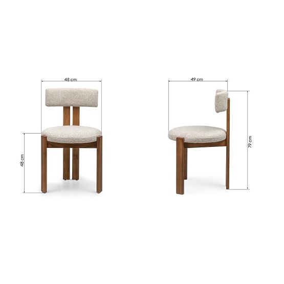 Dining Chair Matteo, Beige-Cream/Brown