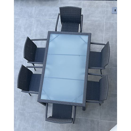 Dining Furniture Set from Technorattan (Table 150×90 cm + 6 × Chairs) AVVICENTE, Black