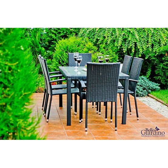 Dining Furniture Set from Technorattan (Table 150×90 cm + 6 × Chairs) AVVICENTE, Black