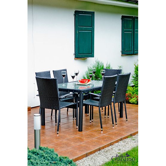 Dining Furniture Set from Technorattan (Table 150×90 cm + 6 × Chairs) AVVICENTE, Black