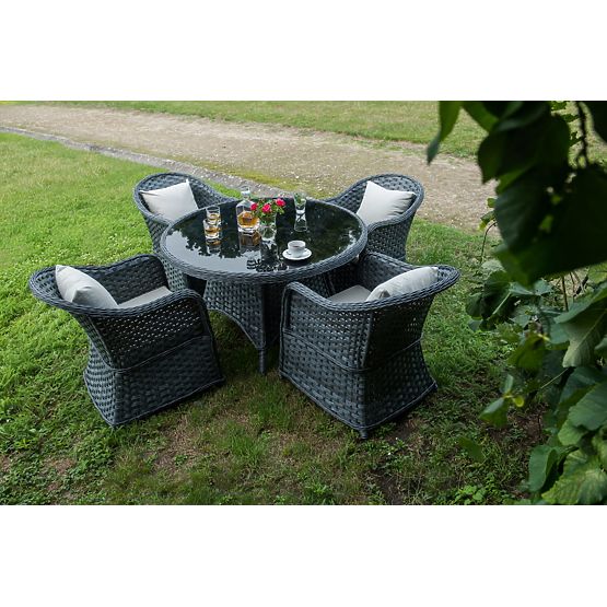 Dining Set from Technorattan (Round Table + 4 Chairs) MODERNO Gray