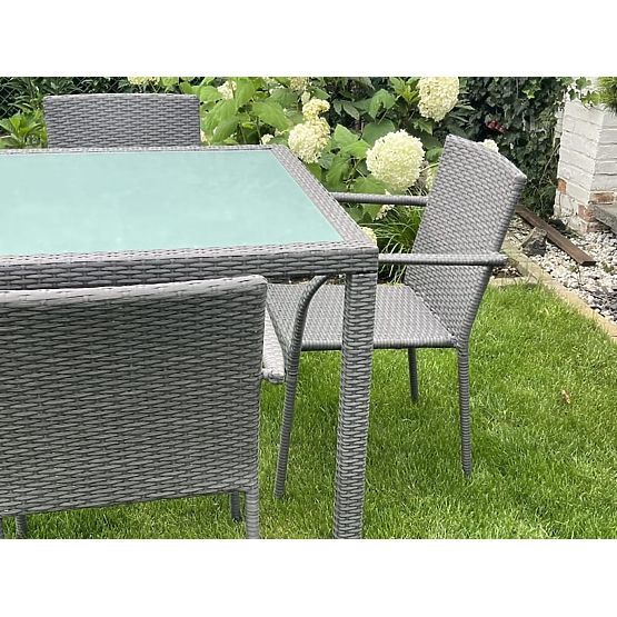 Dining Set from Technorattan (Table 100x100 + 4 Chairs) AVVICENTE Grey