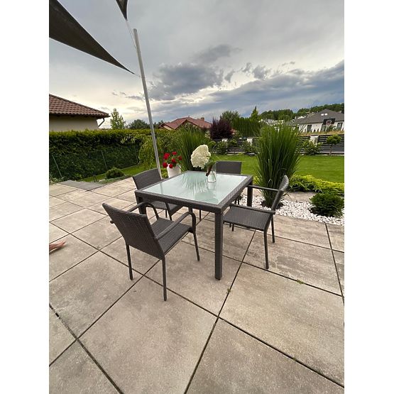 Dining Set from Technorattan (Table 100x100 + 4 Chairs) AVVICENTE Grey
