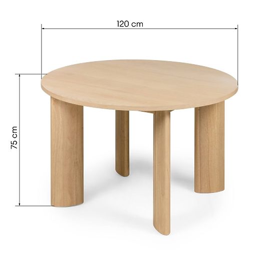 Dining Table Bali 120 cm, Round, Cream White