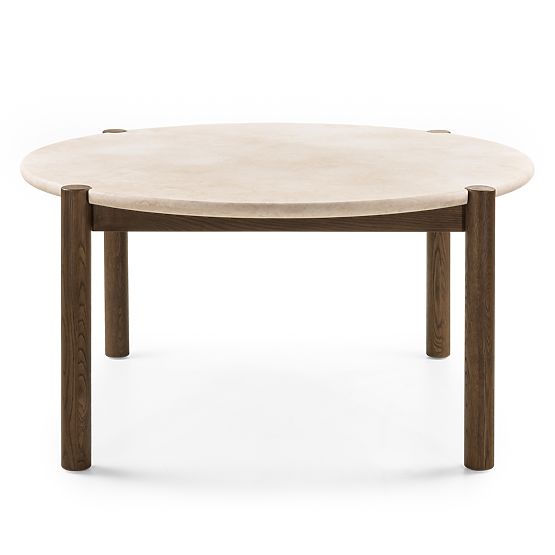 Dining Table Bruna, 150 cm, Round, Mocha Oak/Cream Marble