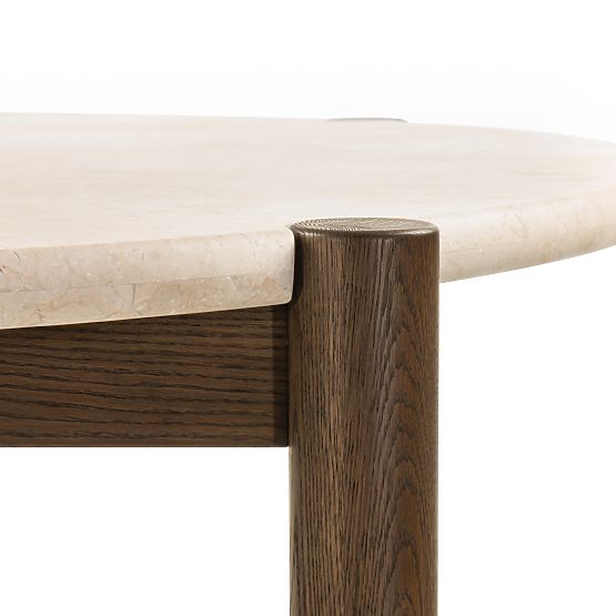 Dining Table Bruna, 150 cm, Round, Mocha Oak/Cream Marble