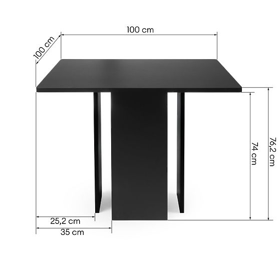 Dining Table Gasper 100 cm, Square, Black