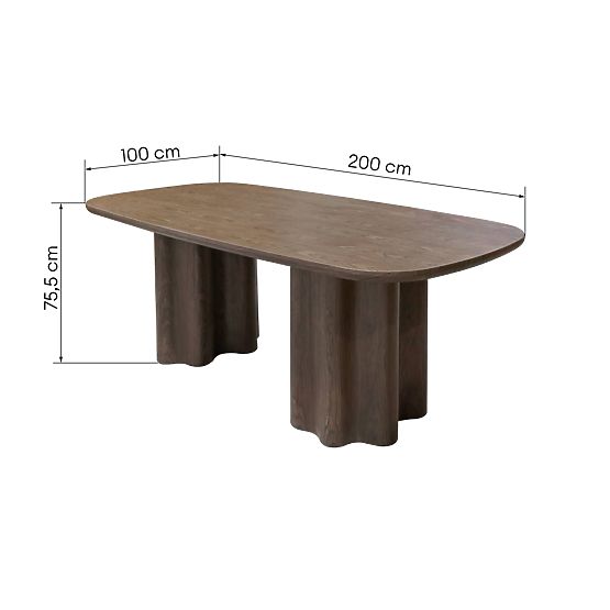 Dining Table Jalo 200x100 cm, Dark Walnut