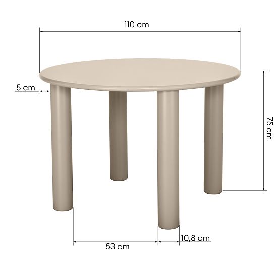 Dining Table Joki 110 cm, Round, Dark Beige