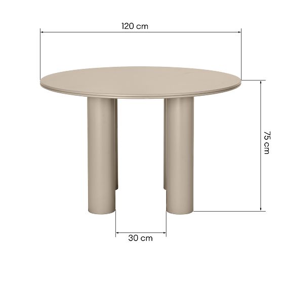 Dining Table Kairo 120 cm, Round, Dark Beige