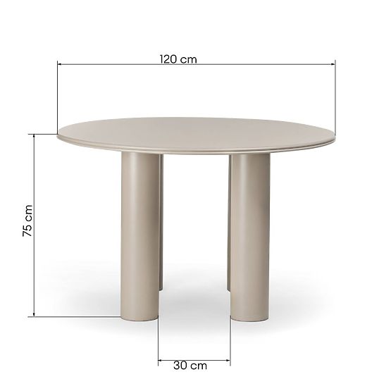 Dining Table Kairo 120 cm, Round, Dark Beige