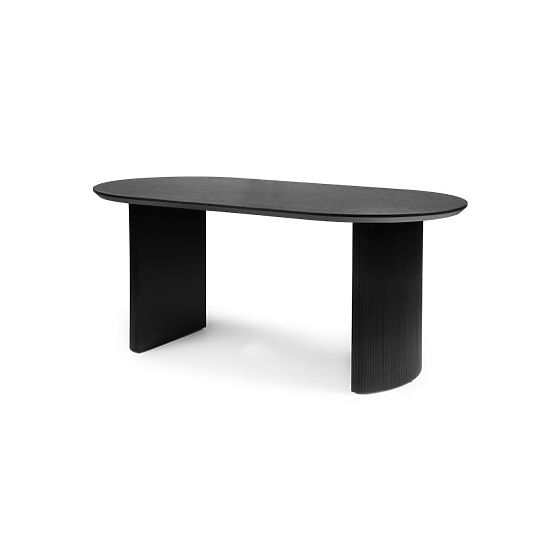 Dining Table Maurizio 180 cm, Black, Grooved