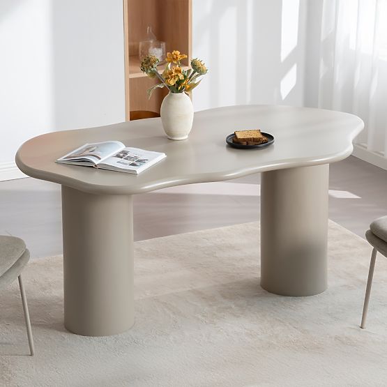 Dining Table Muse 160 cm, Dark Beige, Rounded Shapes