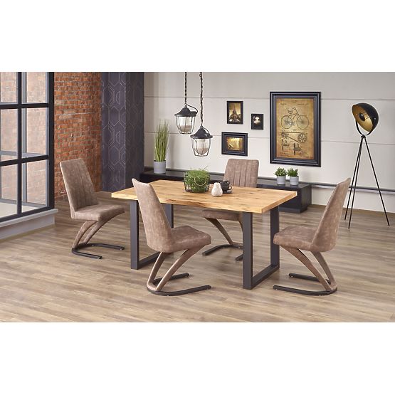 Dining Table PEREZ - Light Oak/Black