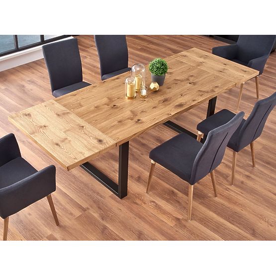 Dining Table PEREZ - Light Oak/Black