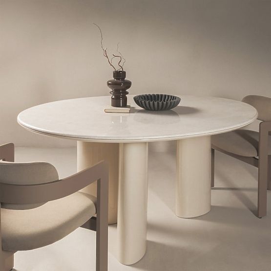 Dining Table Rio 160 cm, Light Beige/Marble