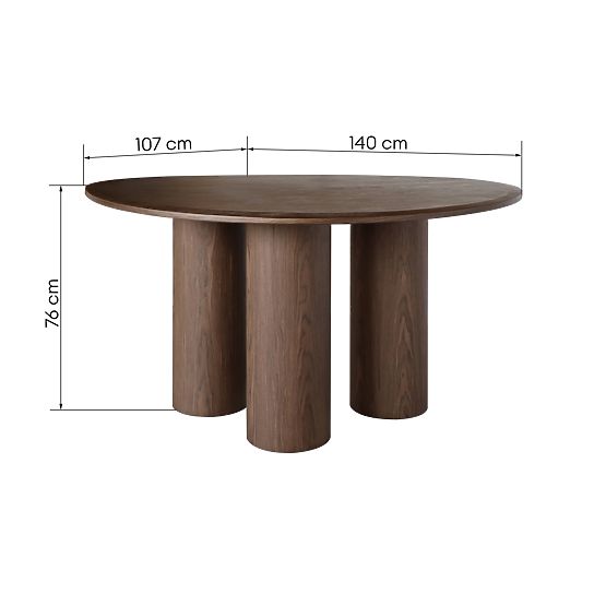 Dining Table Vesper 140 cm, Dark Walnut