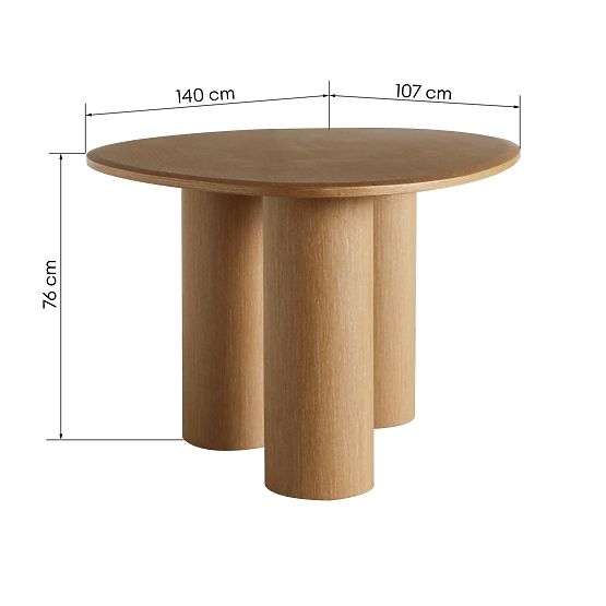 Dining Table Vesper 140 cm, Natural Oak