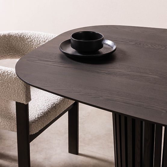 Dining Table with Slats Araia Black Ash