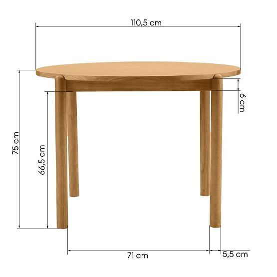 Dining Table Yoko 110.5 cm, Round, Natural