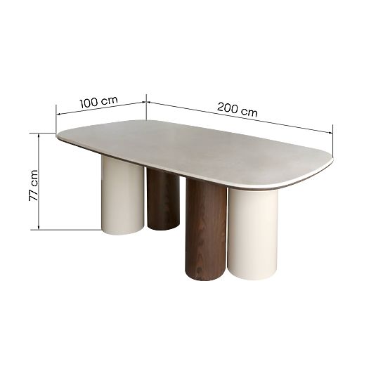 Dining Table Zorin 200 cm, Light Beige/Marble