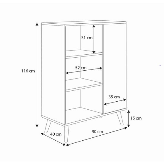 Display Cabinet Fondi Wooden Legs Artisan Oak White