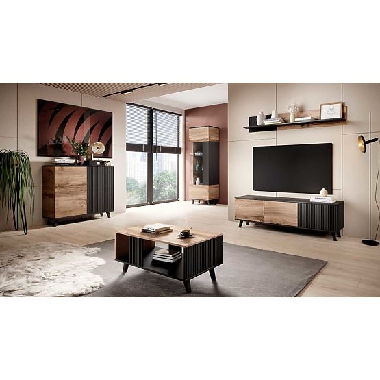 Display Cabinet RANDOM W-1 - Wotan Oak/Black