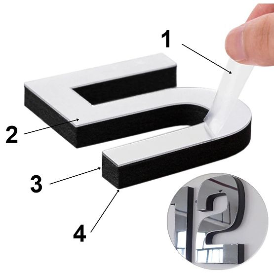 DIY Wall Clock NEPRI 65 - 130 cm - Silver 3D