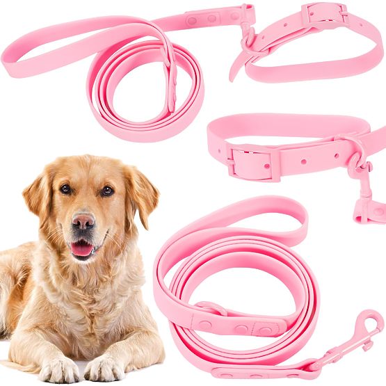 Dog Leash and Collar PJ-076 Pink L