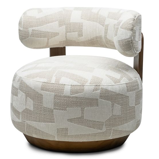 Dolce Relaxation Chair, Rounded Shapes, Beige/Cream, Walnut