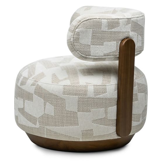 Dolce Relaxation Chair, Rounded Shapes, Beige/Cream, Walnut