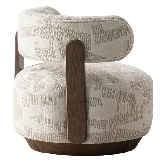 Dolce Relaxation Chair, Rounded Shapes, Beige/Cream, Walnut