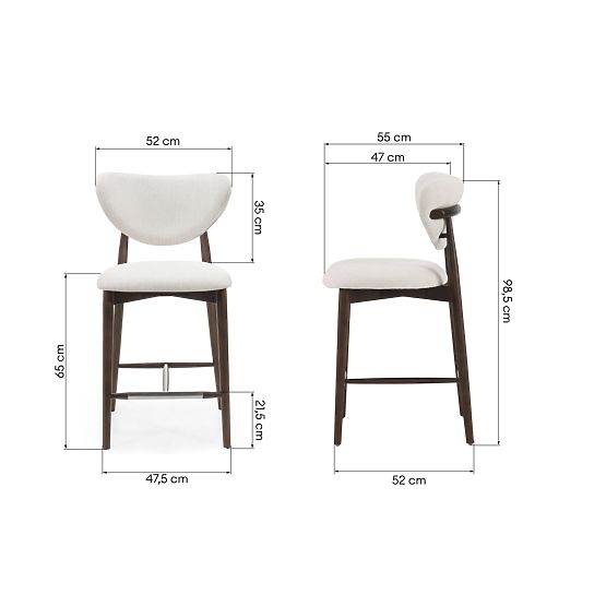 Domenico Bar Stool Beige/Walnut